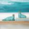 Teal Polystone Distressed Sea Lion Sculpture Set